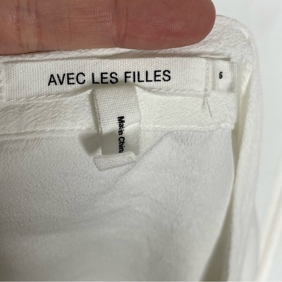 Avec Les Filles Button Down White Rayon Skirt 442 - Picture 3 of 7